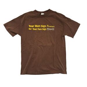 Vintage Troll‎ Ugly Ironic Tee Brown Size Large